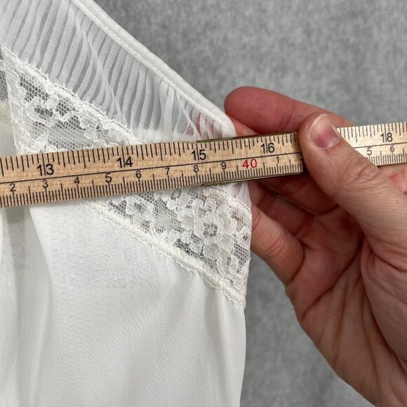 Youth Form VTG Midi Slip Dress Size 36 White Pleated Lace Dainty Bridal Coquette - Picture 11 of 12